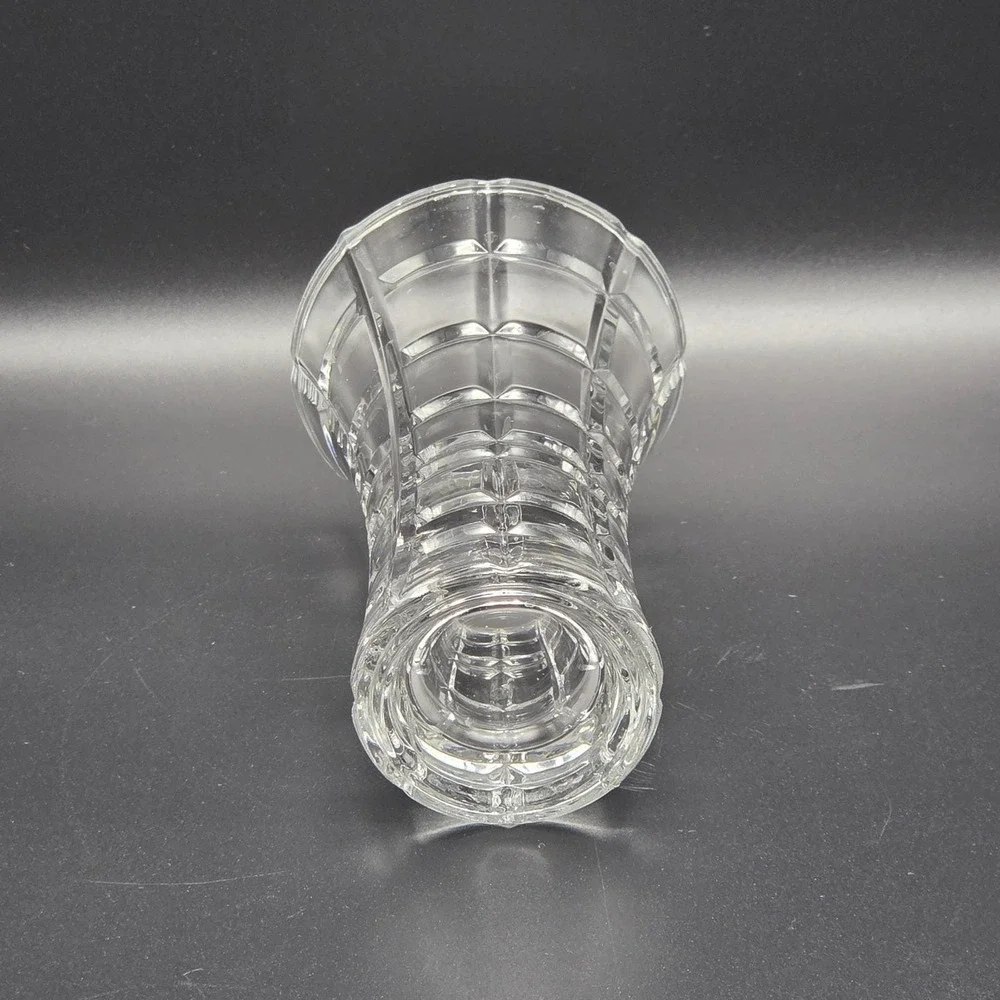 Vintage Clear Glass Bud Vase Faceted Geometric Block 4.7